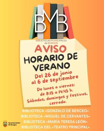Image Horario especial de verano de la Biblioteca Municipal de Burgos