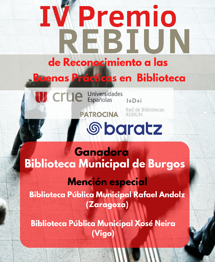 Imagen La Biblioteca Municipal de Burgos obtiene el IV Premio REBIUN de Reconocimiento a las buenas prácticas en Biblioteca